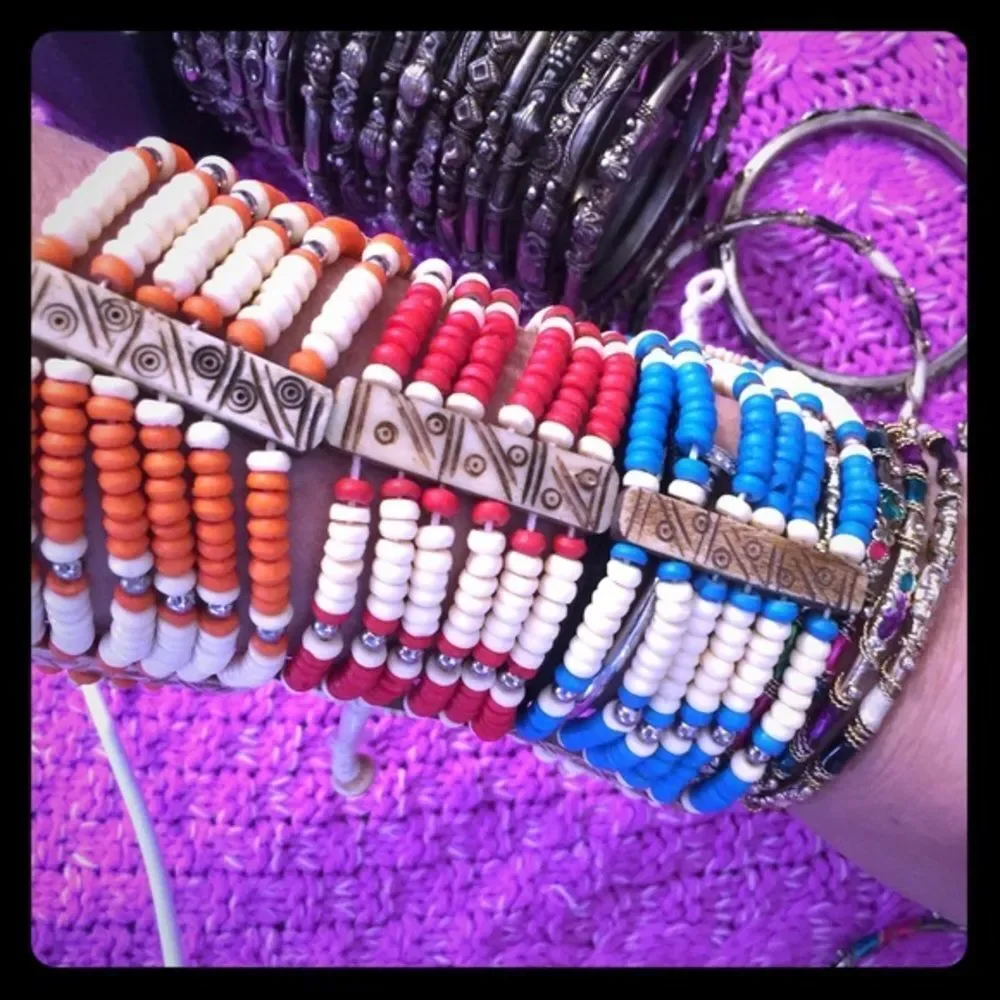 Beaded Bone Colorful Bracelets From India- NWT💙💛